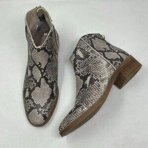 Dolce Vita Tavin Faux Snakeskin Ankle Boot Sz 8.5 Back Zip Block Heel Bootie